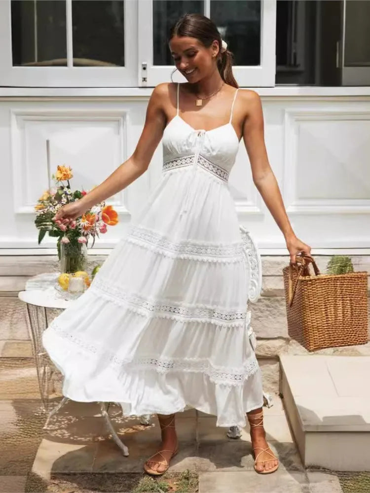 Robe longue blanche printemps