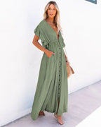 Robe Longue Ample Bohème Vert