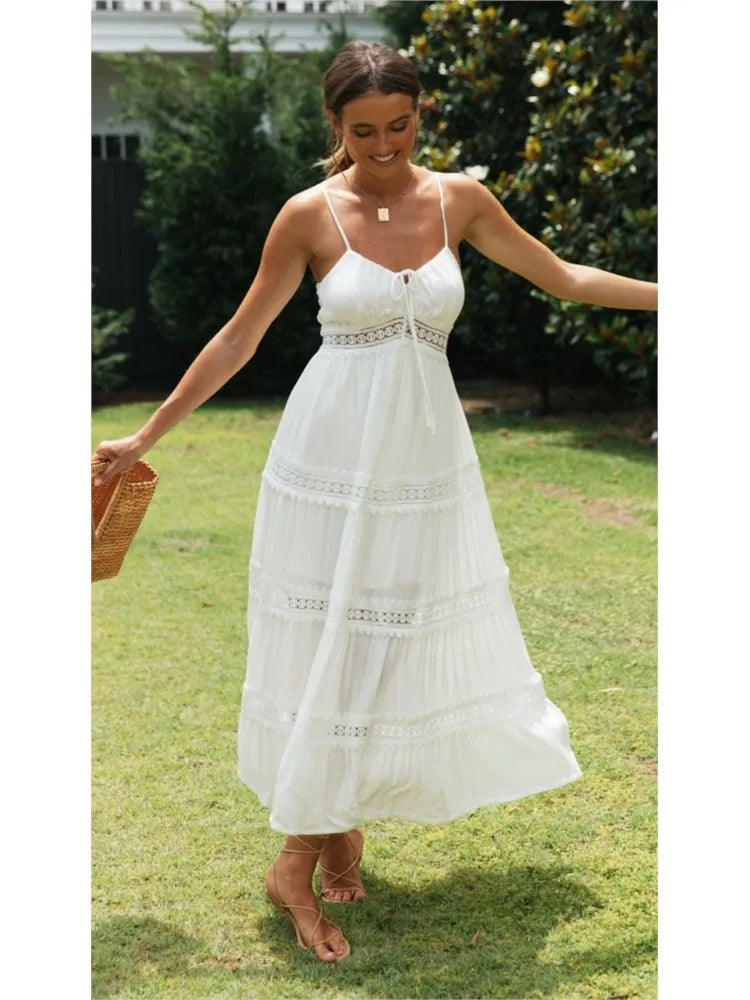 Robe longue blanche printemps
